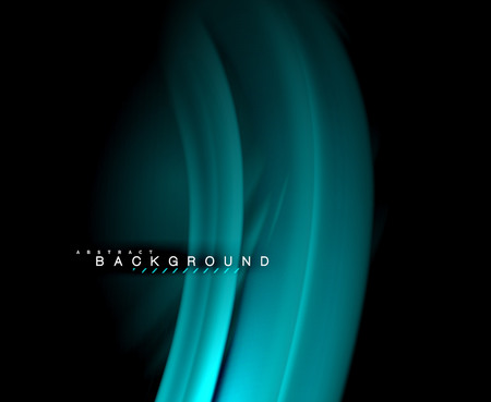 Neon glowing wave, magic energy and light motion background. Vector wallpaper template, illustrationのイラスト素材