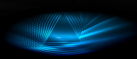 Neon glowing wave, magic energy and light motion background. Vector wallpaper template, hi-tech future conceptのイラスト素材