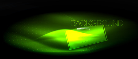 Neon glowing wave, magic energy and light motion background. Vector wallpaper template, hi-tech future conceptのイラスト素材
