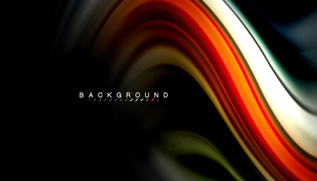Fluid colors abstract background, twisted liquid design on black, colorful marble or plastic wave texture backdrop, multicolored template for business or technology presentation or web brochure cover layout, wallpaper. Vector illustrationの写真素材