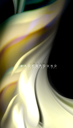 Fluid colors abstract background, twisted liquid design on black, colorful marble or plastic wave texture backdrop, multicolored template for business or technology presentation or web brochure cover layout, wallpaper. Vector illustrationのイラスト素材