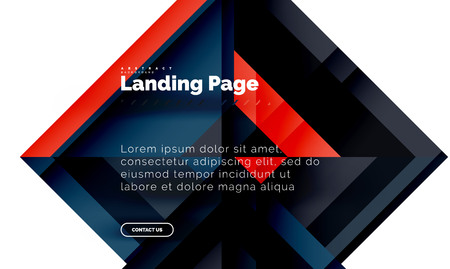 Square shape geometric abstract background, landing page web design template. Vector illustrationのイラスト素材
