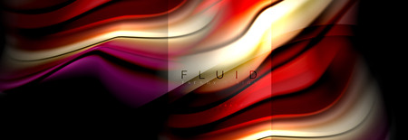 Rainbow fluid abstract shapes, liquid colors design, colorful marble or plastic wavy texture background, multicolored template for business or technology presentation or web brochure cover design, vector wallpaperのイラスト素材