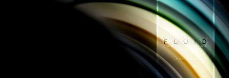 Fluid colors abstract background colorful poster, twisted liquid design on black, colorful marble or plastic wave texture backdrop, multicolored template for business or technology presentation or web brochure cover layout, vector wallpaperのイラスト素材