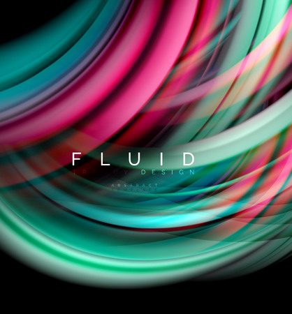 Fluid smooth wave abstract background, flowing glowing color motion concept, trendy abstract layout template for business or technology presentation or web brochure cover, wallpaper. Vector illustrationのイラスト素材