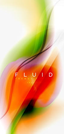 Color flowing wave, trendy liquid design template. For presentation, internet poster or web brochure cover, wallpaper. Vector illustrationのイラスト素材