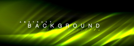 Neon glowing fluid wave lines, magic energy space light concept, abstract background wallpaper designの写真素材