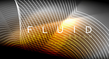 Neon glowing fluid wave lines, magic energy space light concept, abstract background wallpaper design, vector ripple texture illustrationのイラスト素材