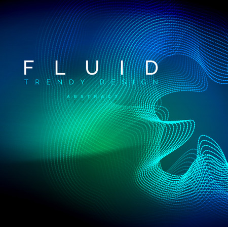 Blue neon particles glowing fluid wave lines, magic energy space light concept, abstract background wallpaper design, vector illustrationのイラスト素材