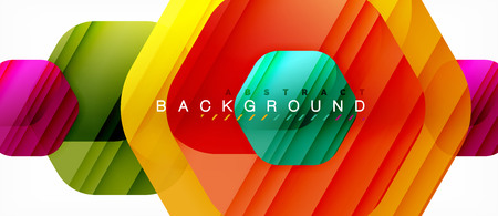 Glossy color hexagons modern composition background, shiny glass design, vectorのイラスト素材
