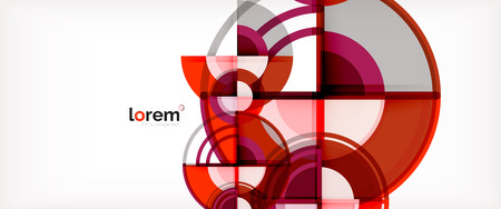 Circle abstract background, bright colorful round geometric shapes, vector illustrationのイラスト素材