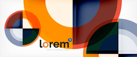 Modern geometric circles abstract background, colorful round shapes with shadow effects, vector illustrationのイラスト素材