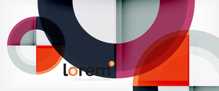 Modern geometric circles abstract background, colorful round shapes with shadow effects, vector illustrationのイラスト素材