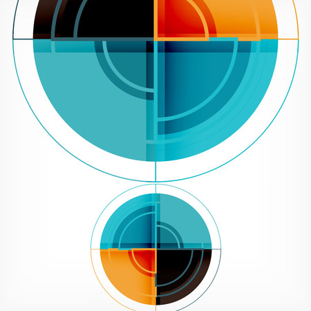 Creative circles geometric abstract background with 3d effect, vector trendy templateのイラスト素材