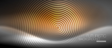 Neon circles abstract background, shiny lines, vector techno designのイラスト素材