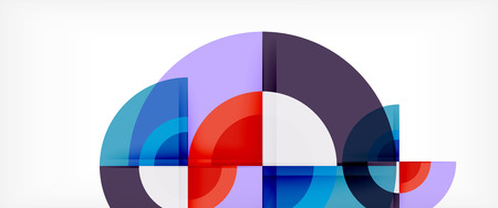 Modern geometric circles abstract background, colorful round shapes with shadow effects, vector illustrationのイラスト素材