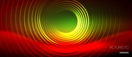 Neon glowing techno lines, hi-tech futuristic abstract background template with square shapes, vectorのイラスト素材