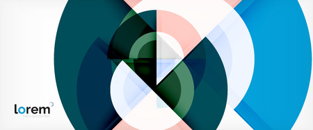 Modern geometric circles abstract background, colorful round shapes with shadow effects, vector illustrationのイラスト素材