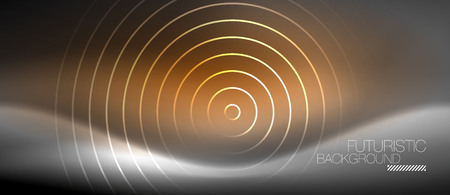 Neon circles abstract background, shiny lines, vector techno designのイラスト素材