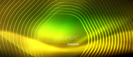 Neon glowing lines, magic energy space light concept, abstract background wallpaper design, vector illustrationのイラスト素材