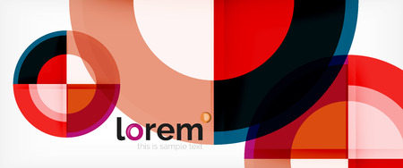 Modern geometric circles abstract background, colorful round shapes with shadow effects, vector illustrationのイラスト素材