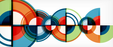 Circle abstract background, bright colorful round geometric shapes, vector illustrationのイラスト素材