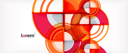 Circle abstract background, bright colorful round geometric shapes, vector illustrationのイラスト素材