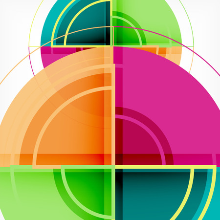 Creative circles geometric abstract background with 3d effect, vector trendy templateのイラスト素材