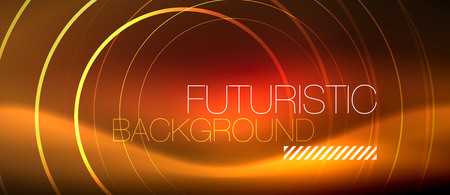 Neon glowing techno lines, hi-tech futuristic abstract background template with square shapes, vectorのイラスト素材