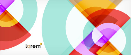 Modern geometric circles abstract background, colorful round shapes with shadow effects, vector illustrationのイラスト素材