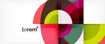 Modern geometric circles abstract background, colorful round shapes with shadow effects, vector illustrationのイラスト素材