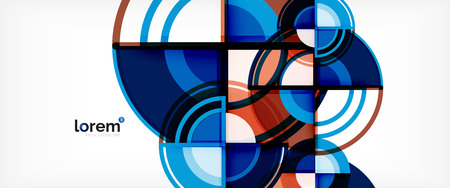 Circle abstract background, bright colorful round geometric shapes, vector illustrationのイラスト素材