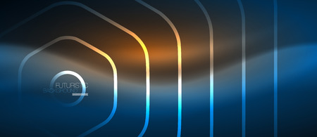 Neon glowing lines, magic energy space blue light concept, abstract background wallpaper designのイラスト素材