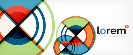 Circle abstract background, bright colorful round geometric shapes, vector illustrationのイラスト素材