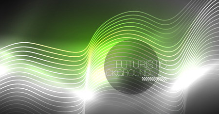 Neon lines wave background. Vector abstract compositionのイラスト素材