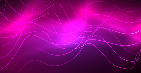 Abstract shiny glowinng color wave design element on dark background - science or technology concept, vectorのイラスト素材