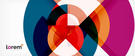 Modern geometric circles abstract background, colorful round shapes with shadow effects, vector illustrationのイラスト素材