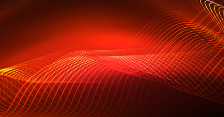 Neon lines wave background. Vector abstract compositionのイラスト素材
