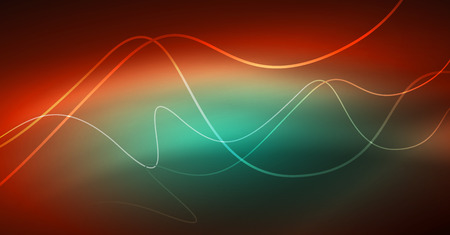 Neon lines wave background. Vector abstract compositionのイラスト素材