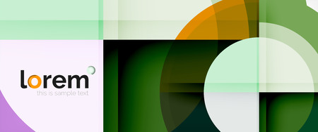 Modern geometric circles abstract background, colorful round shapes with shadow effects, vector illustrationのイラスト素材