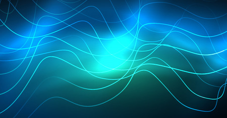 Glowing abstract wave on dark, shiny motion, Christmas and New Year magic space light. Vector techno abstract backgroundのイラスト素材