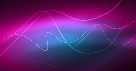 Abstract shiny glowinng color wave design element on dark background - science or technology concept, vectorのイラスト素材