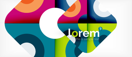 Geometric colorful shapes composition abstract background. Minimal dynamic design. Trendy abstract layout template for business or technology presentation or web brochure cover, wallpaper. Vector illustrationのイラスト素材