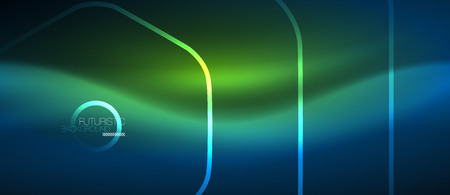 Neon glowing lines, magic energy space blue light concept, abstract background wallpaper design, vector illustrationのイラスト素材