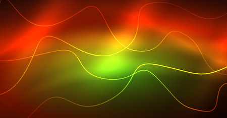Neon lines wave background. Vector abstract compositionのイラスト素材