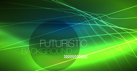 Neon glowing magic background, neon banner, night sky wallpaper. Magic light vector effect. Christmas abstract pattern.のイラスト素材