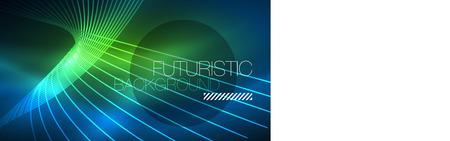 Neon glowing magic background, neon banner, night sky wallpaper. Magic light vector effect. Christmas abstract pattern.のイラスト素材