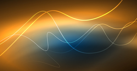 Glowing abstract wave on dark, shiny motion, Christmas and New Year magic space light. Vector techno abstract backgroundのイラスト素材