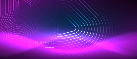 Neon blue color glowing techno lines, hi-tech futuristic abstract background template with geometric shapes, vector illustrationのイラスト素材