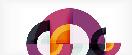 Modern geometric circles abstract background, colorful round shapes with shadow effects, vector illustrationのイラスト素材